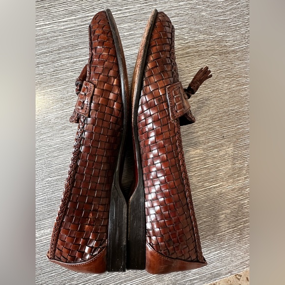 Cole Haan Brown Woven Leather Tassel Loafers - Picture 5 of 7